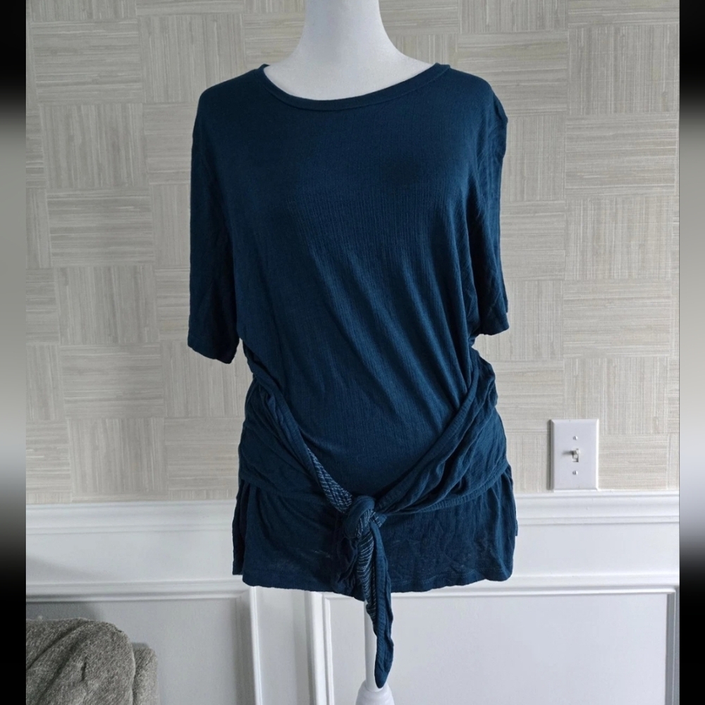 Lucky Brand Teal Boho Knot Front Blouse XL NWT Y2K​Effortless boho style!